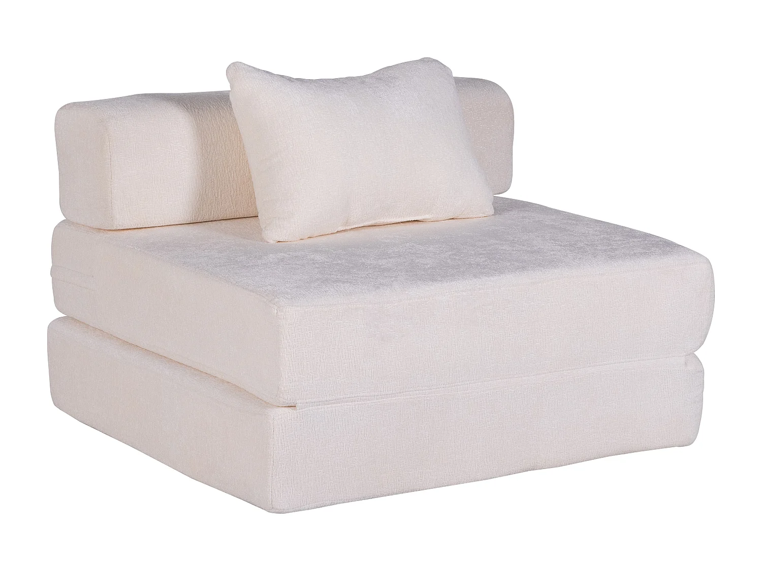 Canapé simple, canapé-lit modulable convertible, revêtement en chenille, aucun assemblage requis, blanc