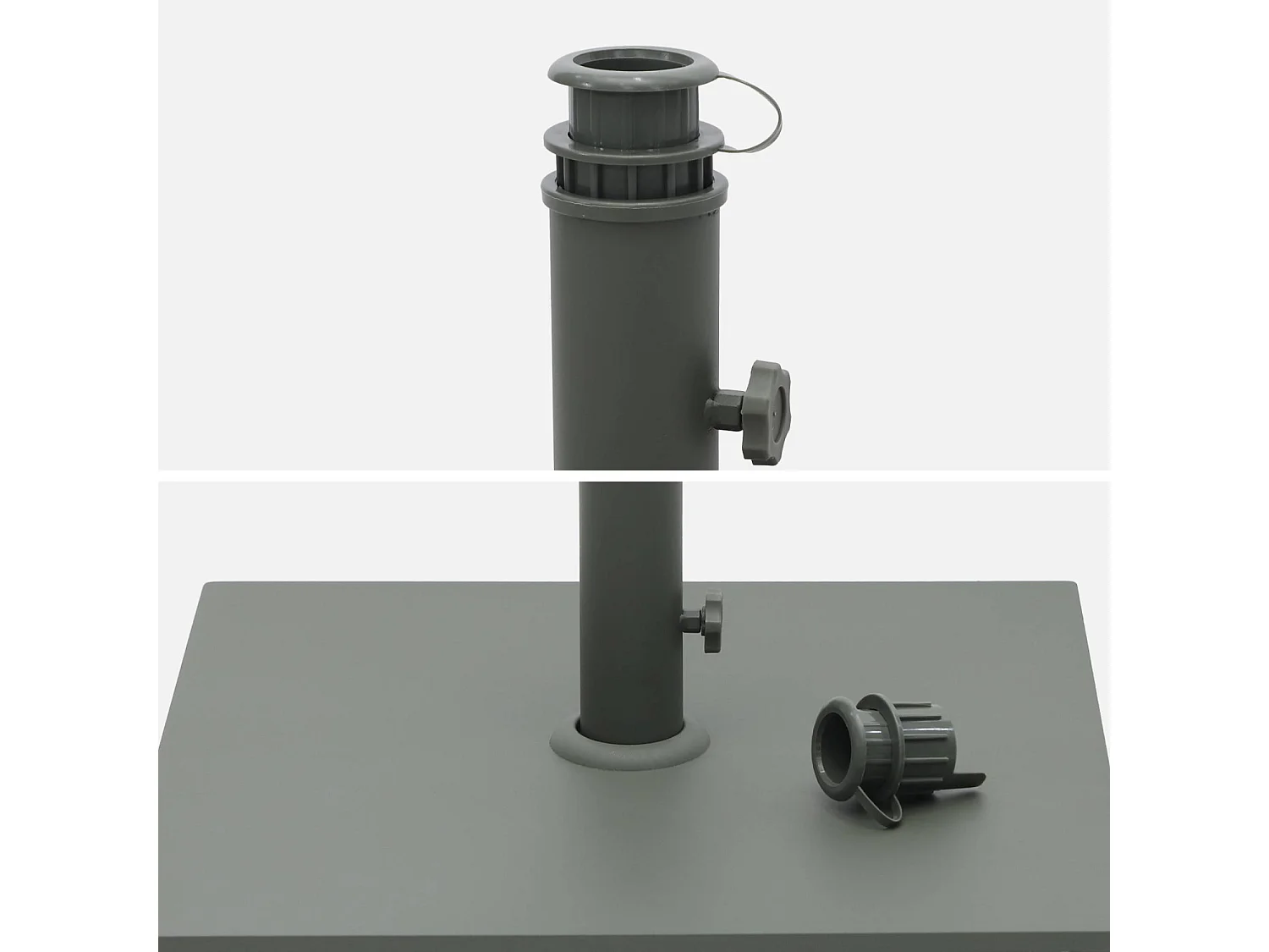 Base cuadrada para parasol de mástil central verde kaki