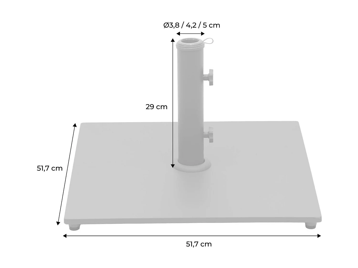 Base cuadrada para parasol de mástil central verde kaki