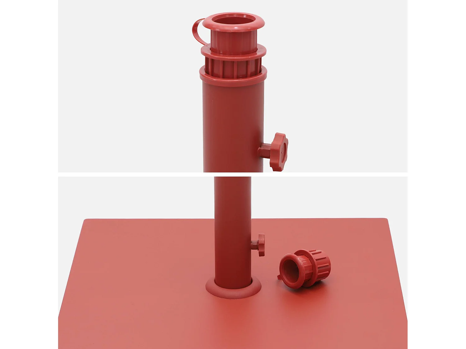 Base cuadrada para parasol de mástil central terracotta