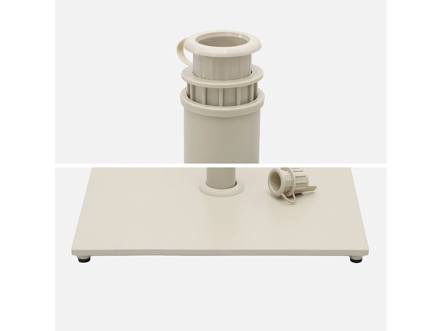 Base cuadrada para parasol de mástil central beige