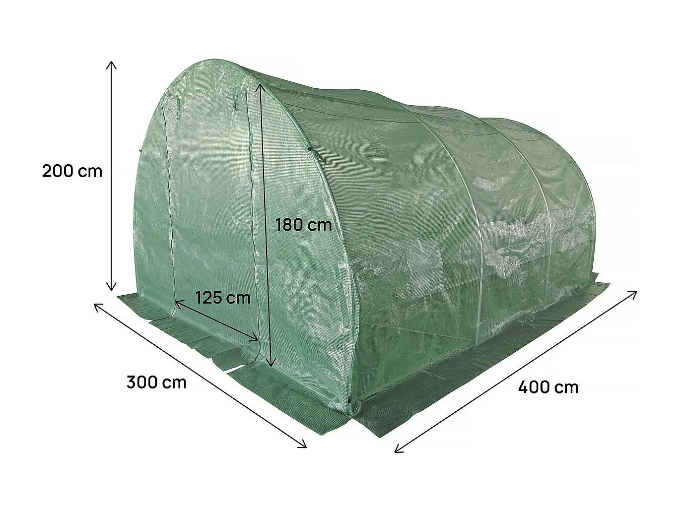 Túnel de invernadero para jardín <<Lys>> - 12 m² - 140 g - Verde