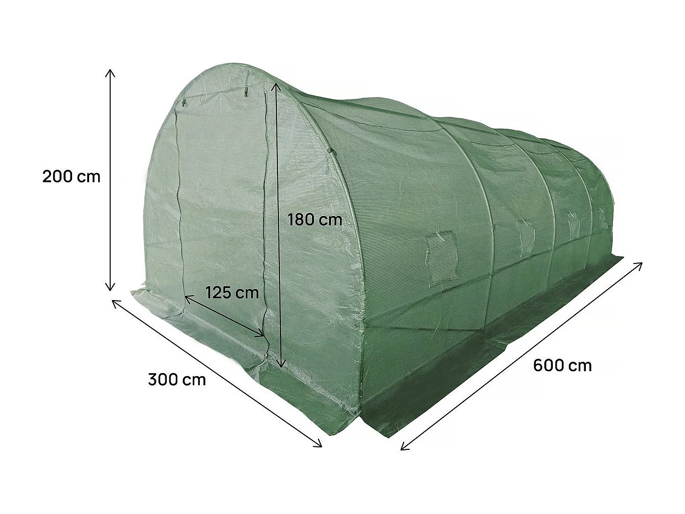 Túnel de invernadero para jardín <<Lys>> - 18 m² - 140 g - Verde