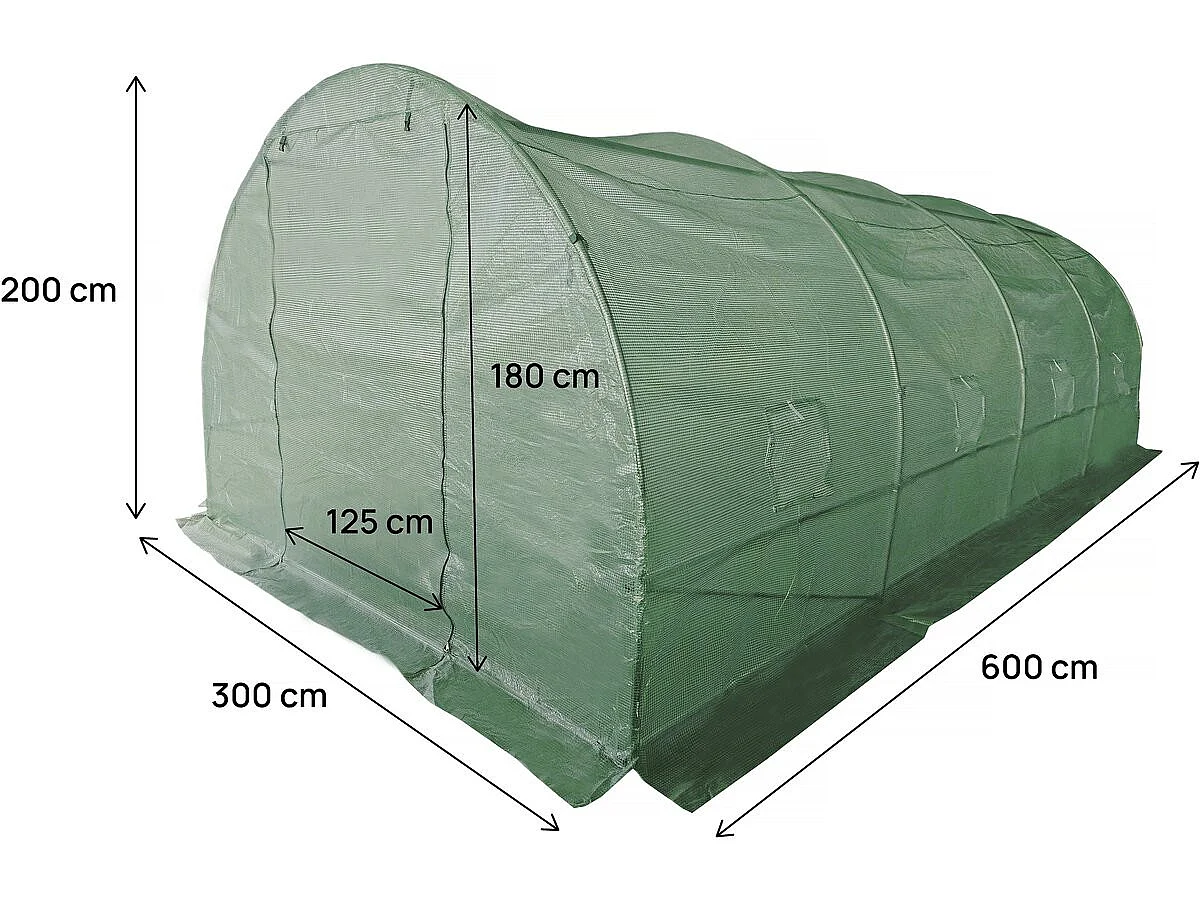 Serre tunelle de jardin 6 x 3 m "Lys" - 18 m² - 140g - Vert