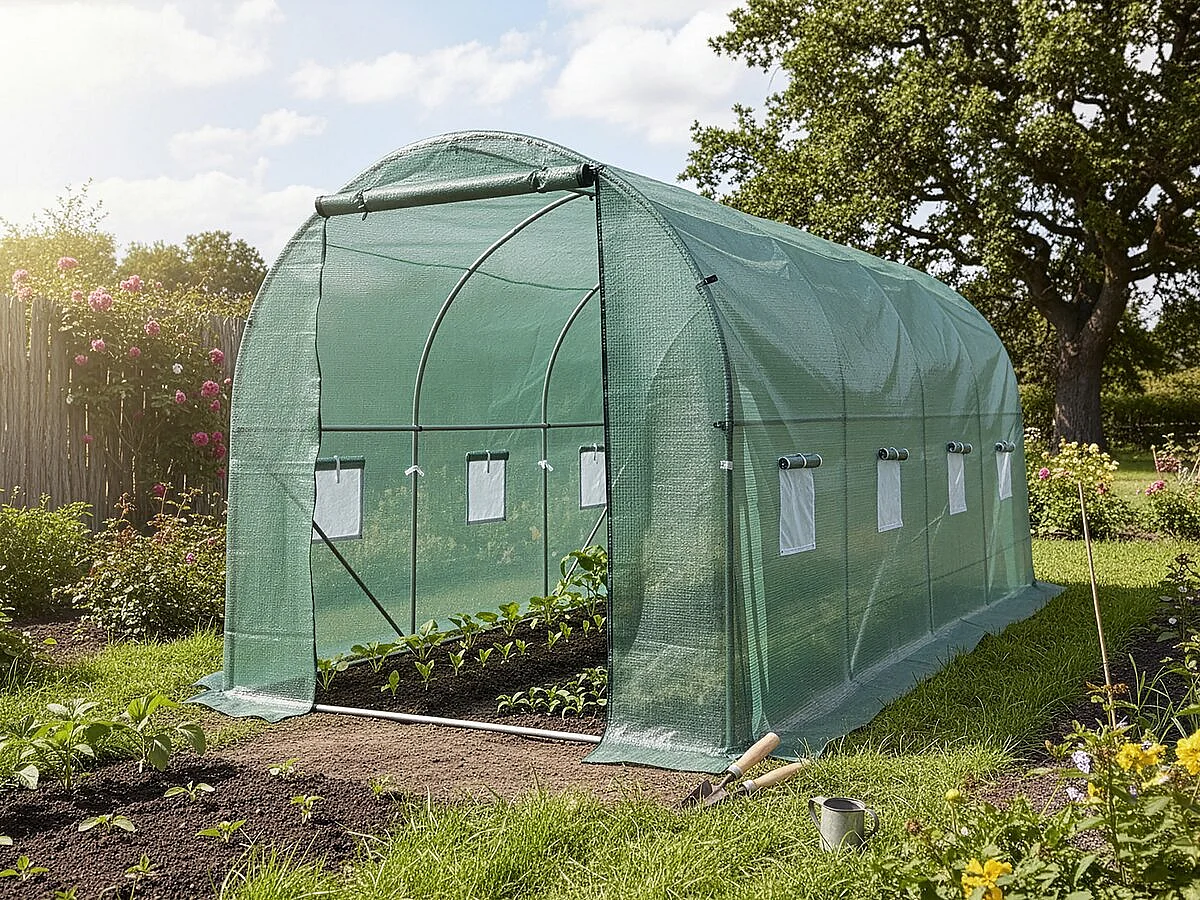 Túnel de invernadero para jardín <<Lys>> - 9 m² - 140 g - Verde