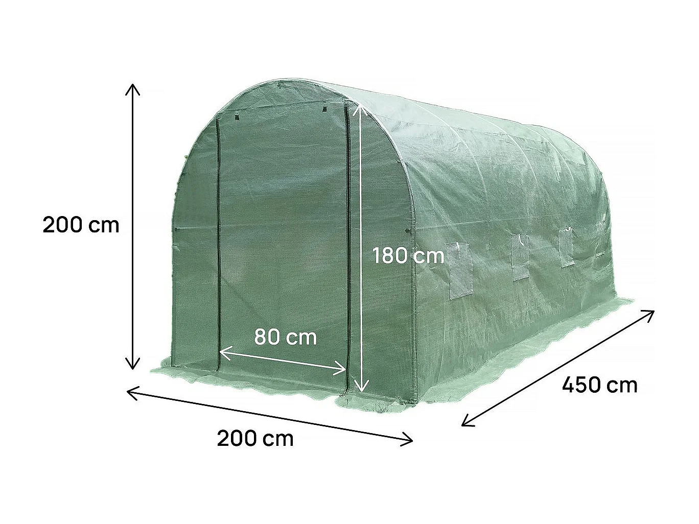 Túnel de invernadero para jardín <<Lys>> - 9 m² - 140 g - Verde
