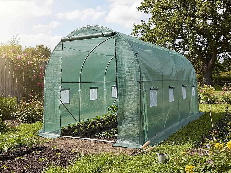 Túnel de invernadero para jardín <<Lys>> - 9 m² - 140 g - Verde
