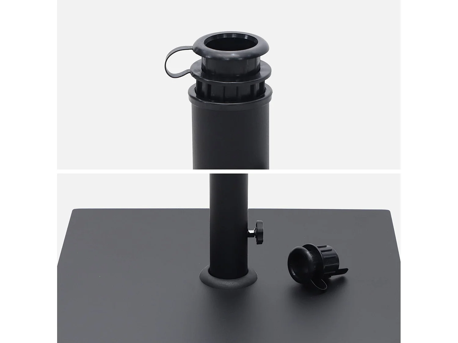 Base cuadrada para parasol de mástil central negro