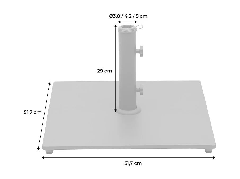 Base cuadrada para parasol de mástil central negro