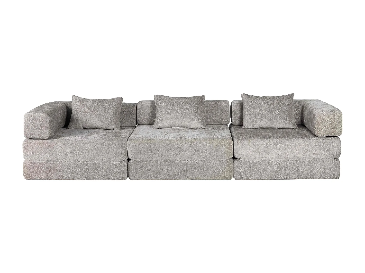 Canapé trois places, canapé-lit modulable convertible, revêtement en chenille, aucun assemblage requis, gris clair