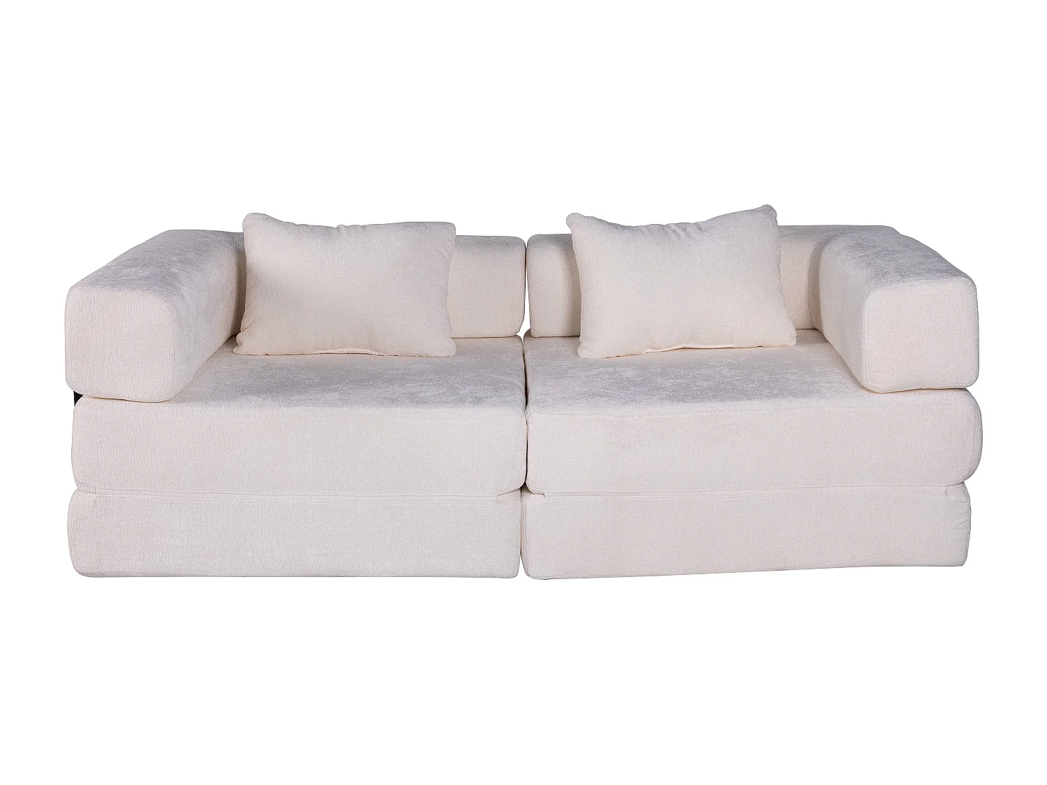 Canapé deux places, canapé-lit modulable convertible, revêtement en chenille, aucun assemblage requis, blanc