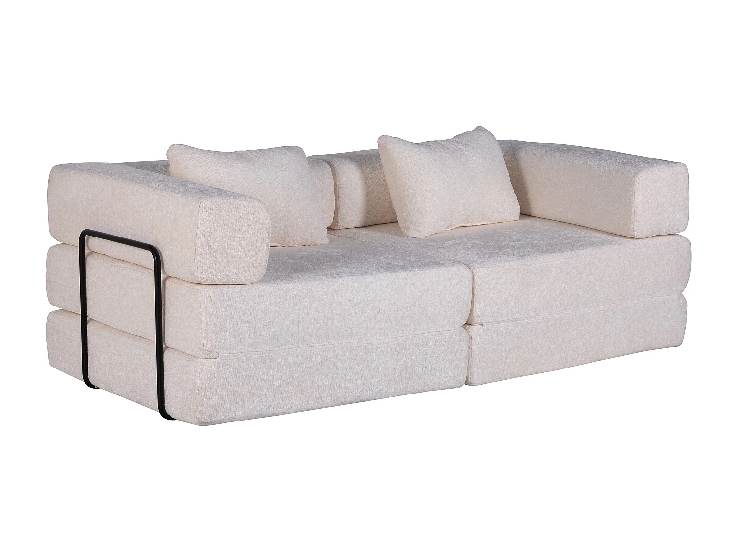 Canapé deux places, canapé-lit modulable convertible, revêtement en chenille, aucun assemblage requis, blanc