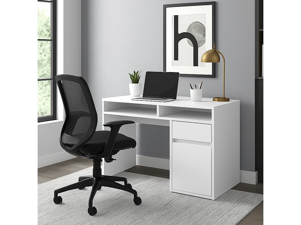 Decorotika Isla  Computer Desk with Cabinet and Drawer - W 100 cm x D 55 cm x H 74 cm