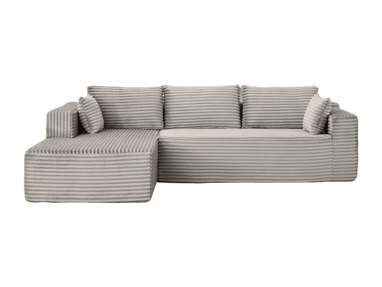 Ensemble de canapés modulaires en velours côtelé, ensemble de canapés en L sur pied, prêt à assembler, adapté aux salons, gris