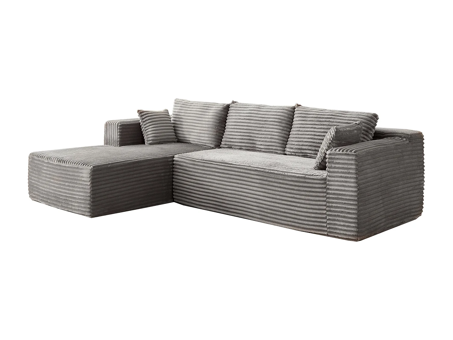 Ensemble de canapés modulaires en velours côtelé, ensemble de canapés en L sur pied, prêt à assembler, adapté aux salons, gris