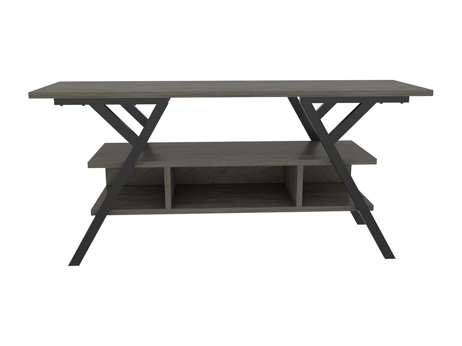 Minerva Meuble TV 120 cm Étagères Ouvertes et Cadre en métal (Noir et Wenge)