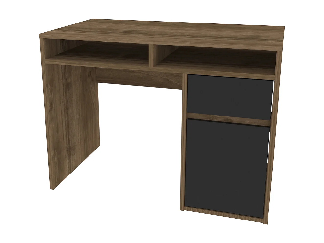 Isla Bureau modern 100 cm Tiroir et Armoire (Noyer et Noir)