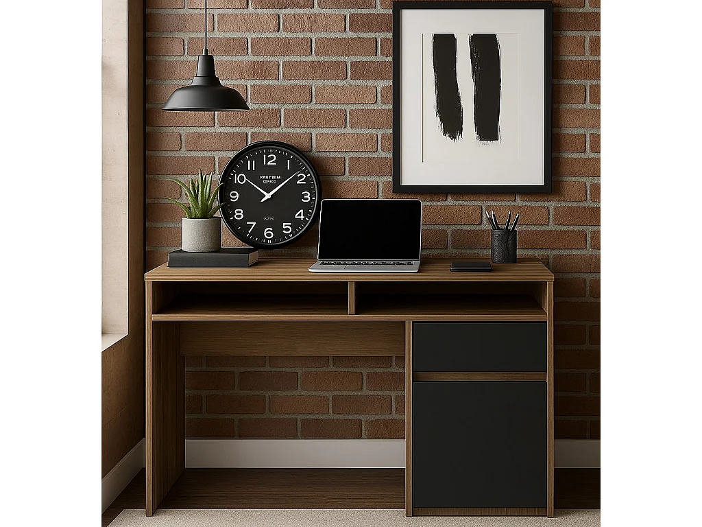 Decorotika Isla Computer Desk with Cabinet and Drawer - W 100 cm x D 55 cm x H 74 cm