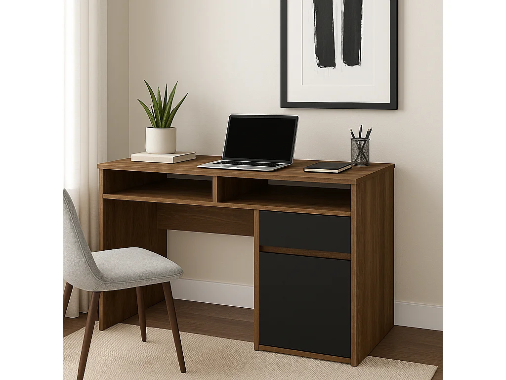 Decorotika Isla Computer Desk with Cabinet and Drawer - W 100 cm x D 55 cm x H 74 cm