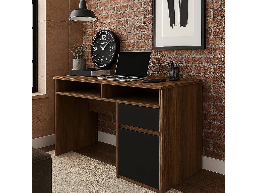 Decorotika Isla Computer Desk with Cabinet and Drawer - W 100 cm x D 55 cm x H 74 cm