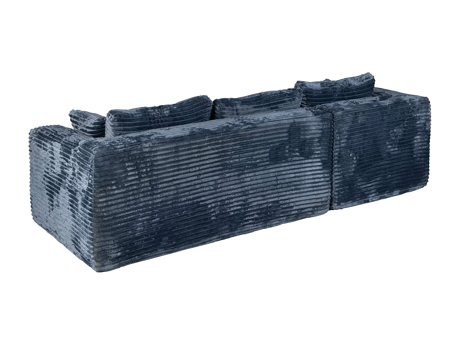 Ensemble de canapés modulaires en velours côtelé, ensemble de canapés en L sur pied, prêt à assembler, adapté aux salons, bleu