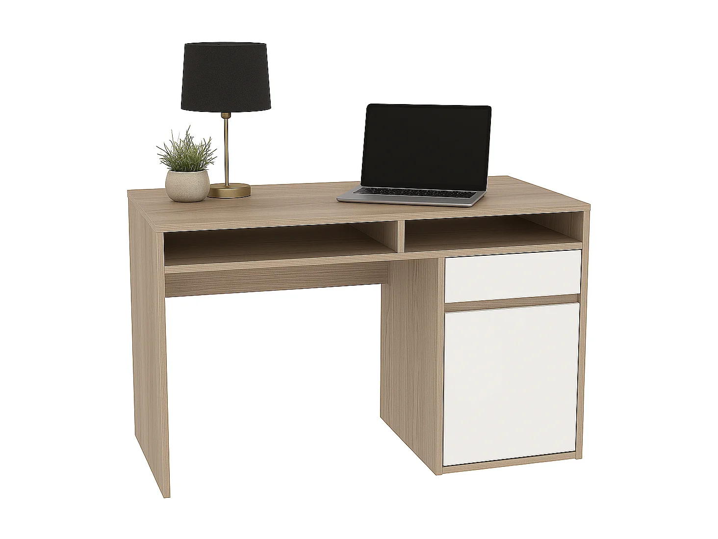 Isla Bureau modern 100 cm Tiroir et Armoire (Cordoba et Blanc)