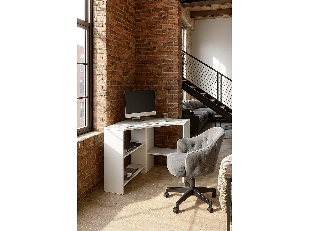 Alison Bureau d'angle modern 72 cm (Blanc)