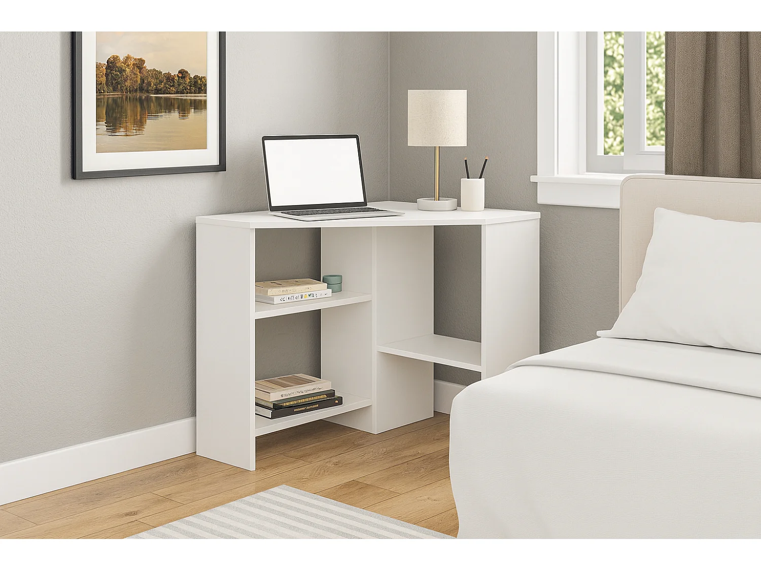 Alison Bureau d'angle modern 72 cm (Blanc)