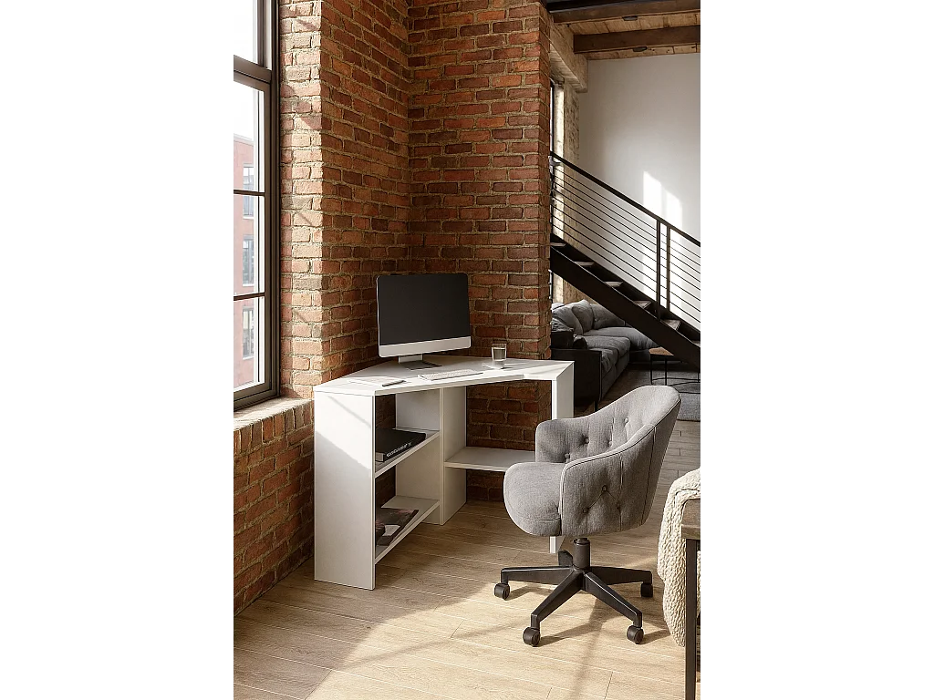 Alison Bureau d'angle modern 72 cm (Blanc)