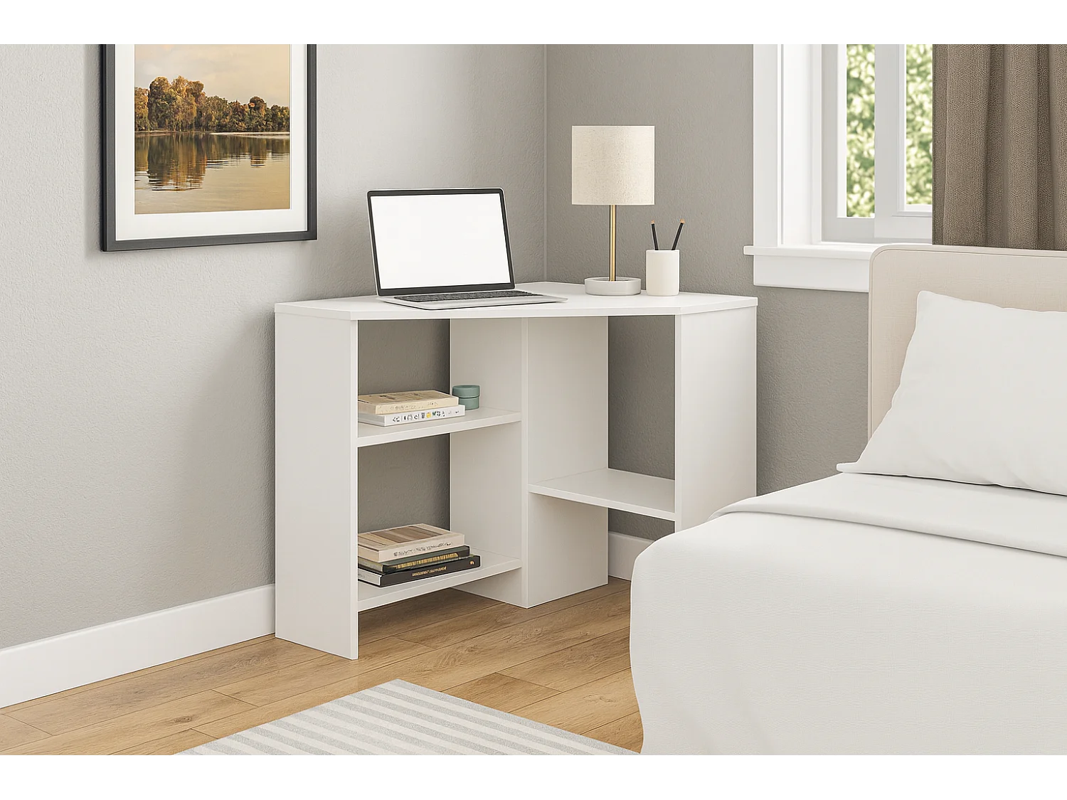 Alison Bureau d'angle modern 72 cm (Blanc)