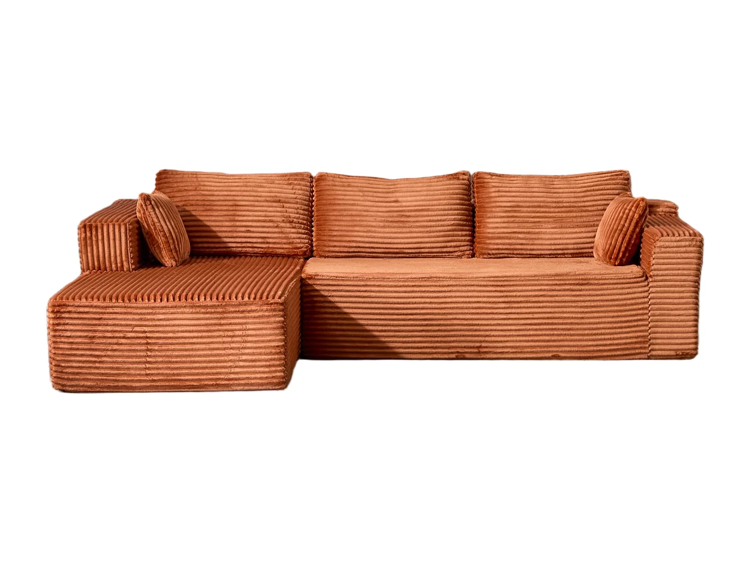Ensemble de canapés modulaires en velours côtelé, ensemble de canapés en L sur pied, prêt à assembler, adapté aux salons, marron