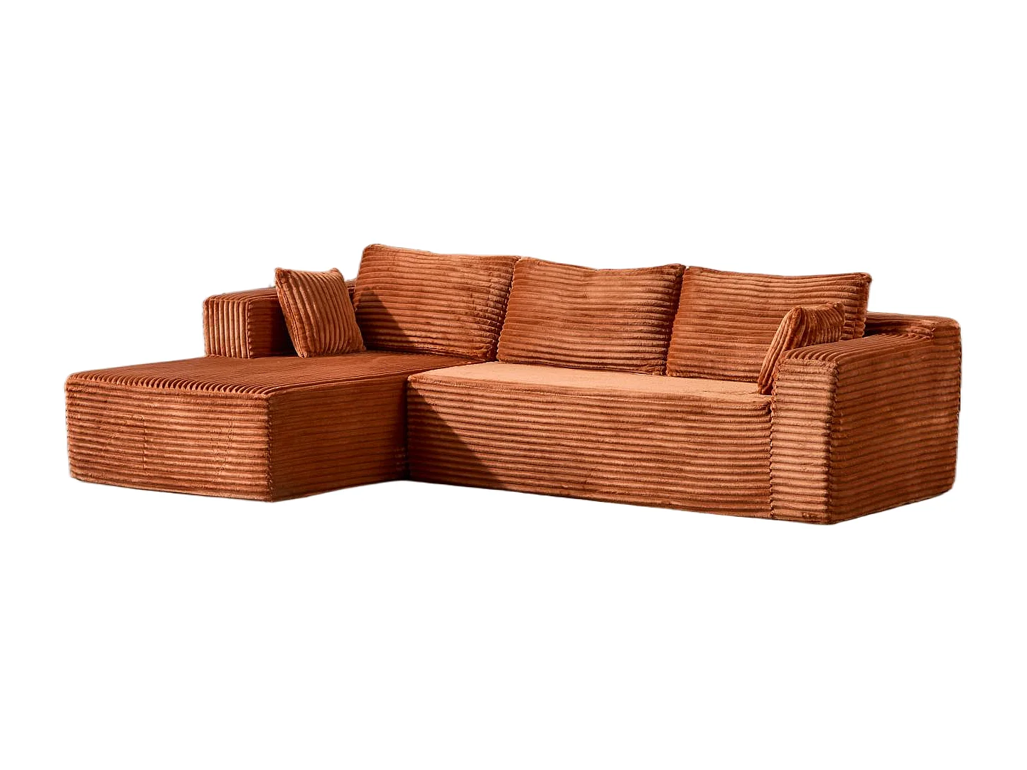 Ensemble de canapés modulaires en velours côtelé, ensemble de canapés en L sur pied, prêt à assembler, adapté aux salons, marron