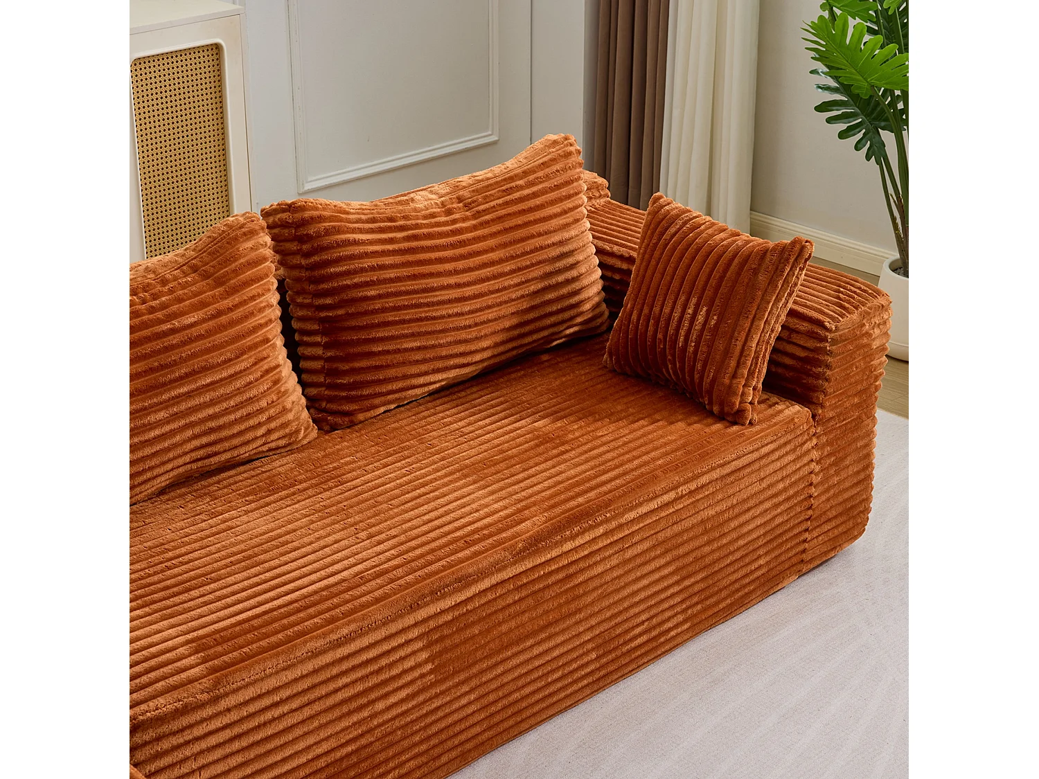 Ensemble de canapés modulaires en velours côtelé, ensemble de canapés en L sur pied, prêt à assembler, adapté aux salons, marron