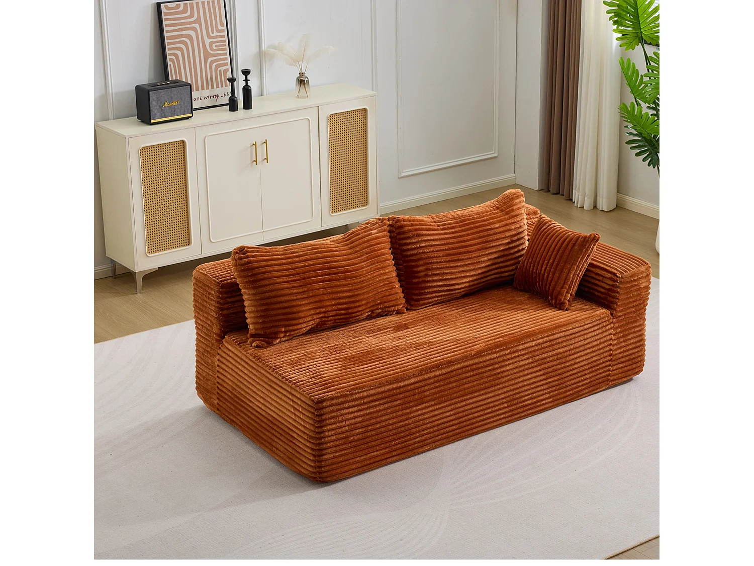 Ensemble de canapés modulaires en velours côtelé, ensemble de canapés en L sur pied, prêt à assembler, adapté aux salons, marron