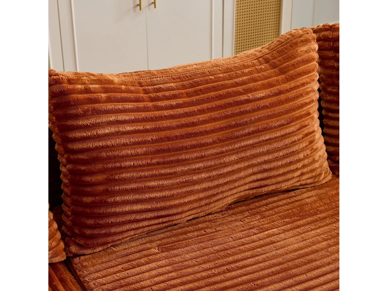 Ensemble de canapés modulaires en velours côtelé, ensemble de canapés en L sur pied, prêt à assembler, adapté aux salons, marron