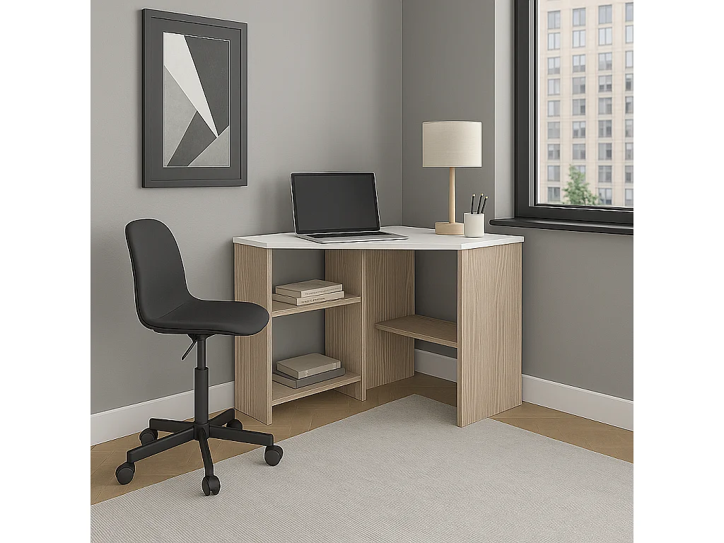 Alison Bureau d'angle modern 72 cm (Cordoba et Blanc)