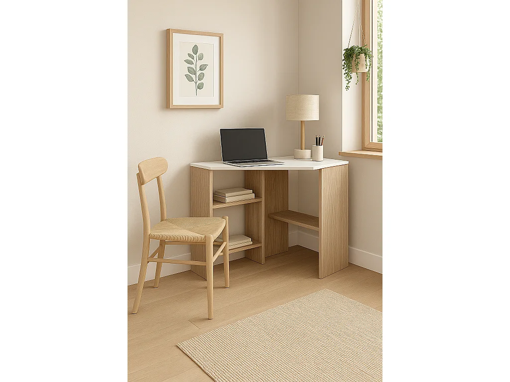 Alison Bureau d'angle modern 72 cm (Cordoba et Blanc)