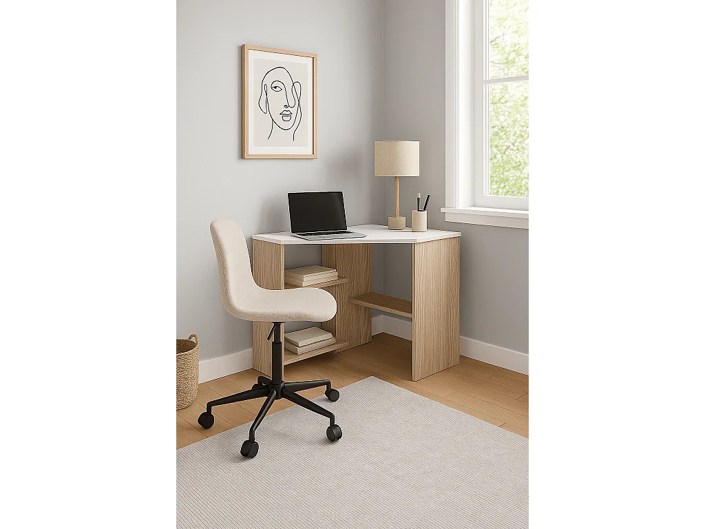 Alison Bureau d'angle modern 72 cm (Cordoba et Blanc)