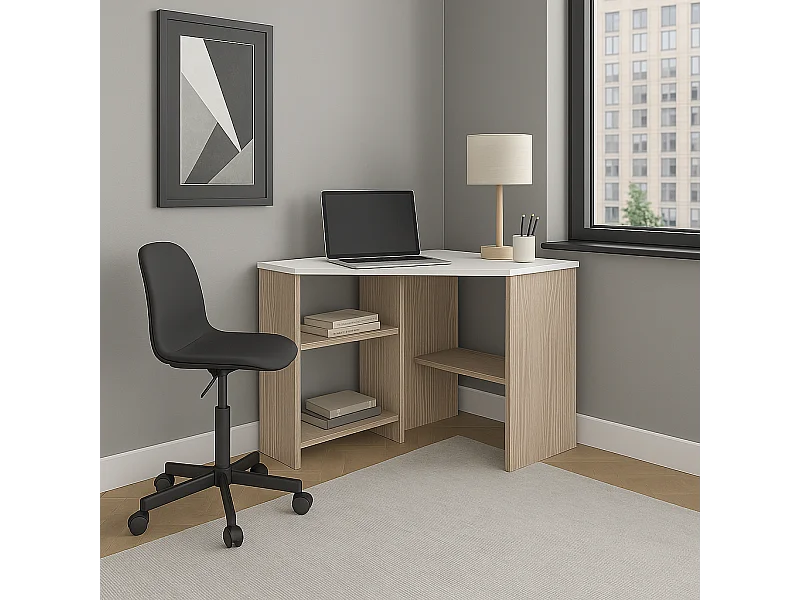 Alison Bureau d'angle modern 72 cm (Cordoba et Blanc)