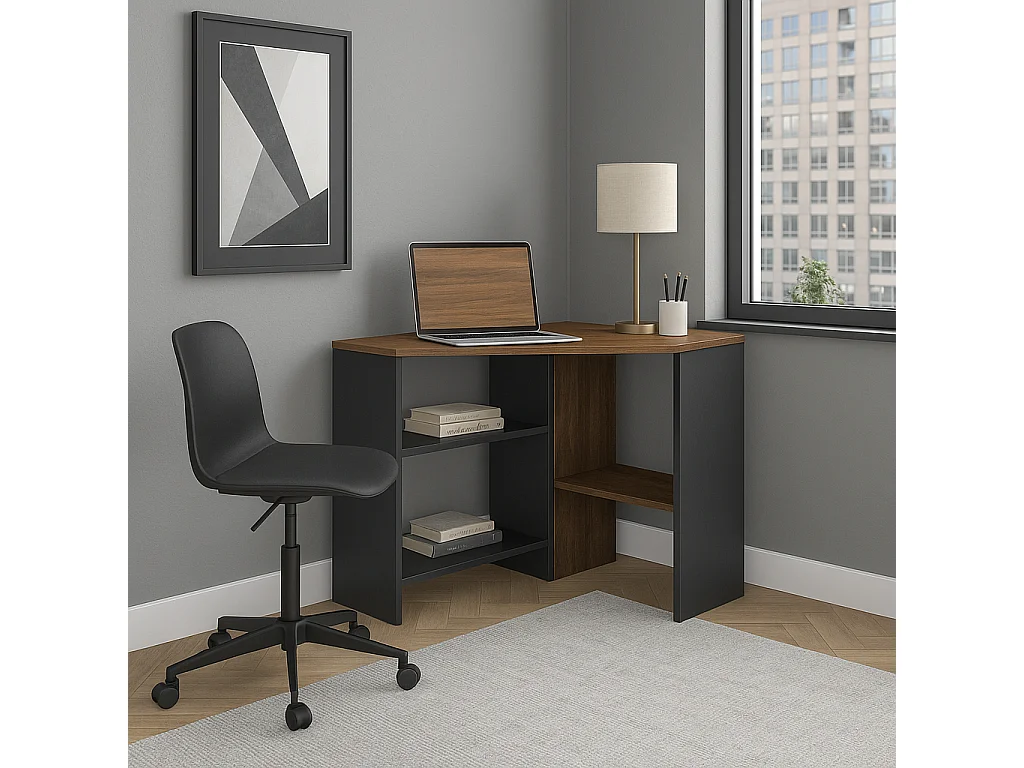 Alison Bureau d'angle modern 72 cm (Noyer et Noir)