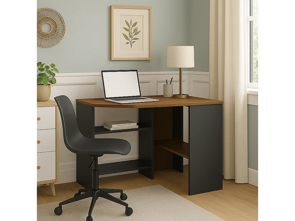 Alison Bureau d'angle modern 72 cm (Noyer et Noir)