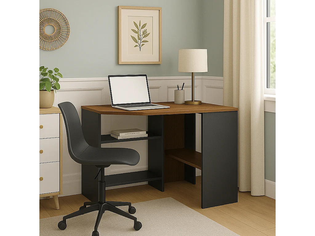Alison Bureau d'angle modern 72 cm (Noyer et Noir)