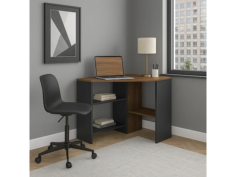 Alison Bureau d'angle modern 72 cm (Noyer et Noir)