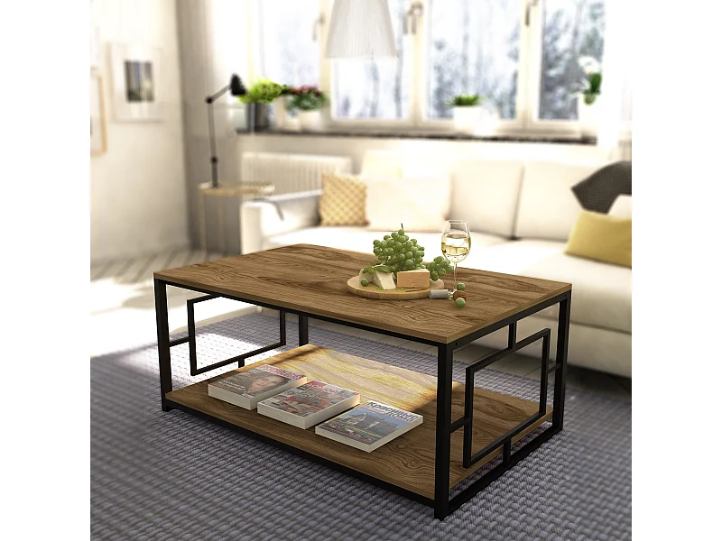 Table Basse Kelvin 120 cm avec cadre métallique