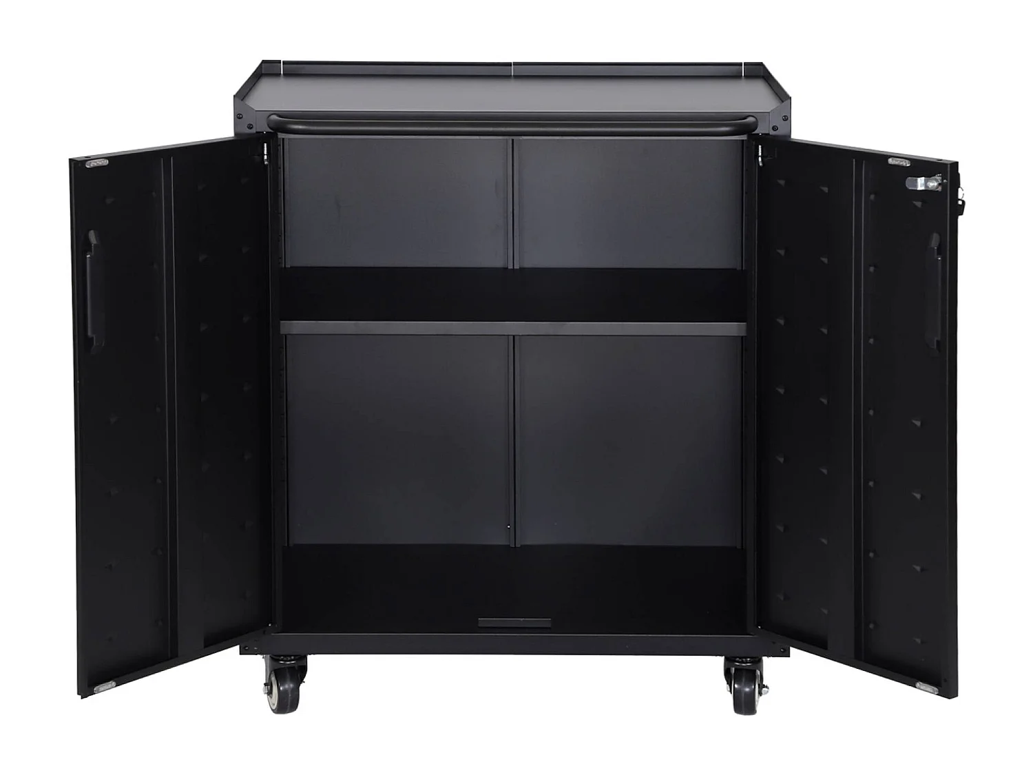 Mueble bajo de almacenamiento para garaje, 2 puertas negro