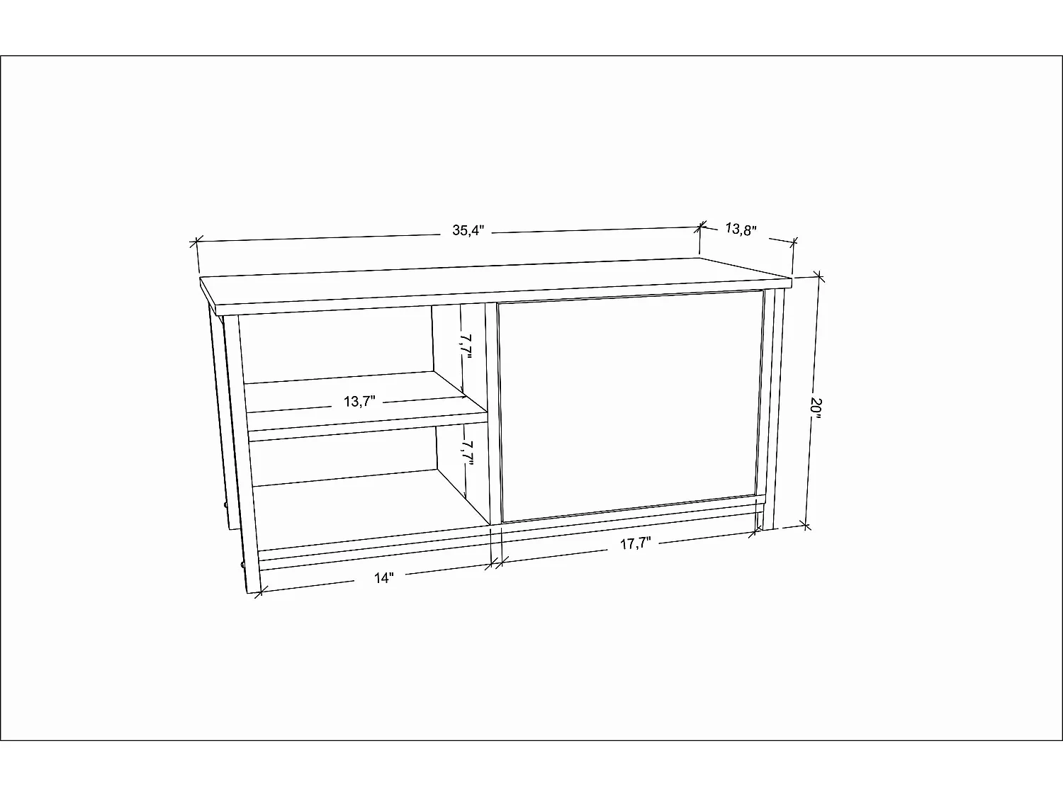 Meuble TV Muskegon 90 cm Placard et Étagères ouvertes (Blanc et Wenge)