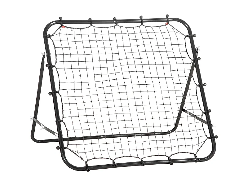 Filet de rebond pliable inclinaison réglable - piquets d'ancrage inclus - filet PE noir métal époxy noir