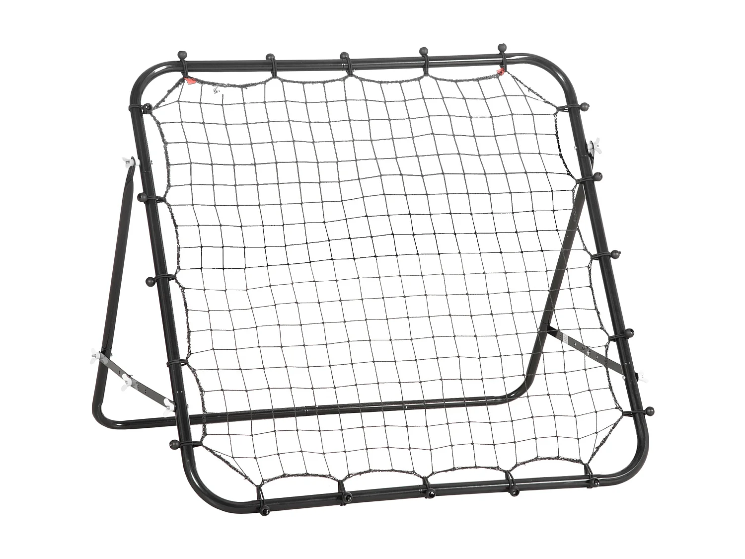 Filet de rebond pliable inclinaison réglable - piquets d'ancrage inclus - filet PE noir métal époxy noir