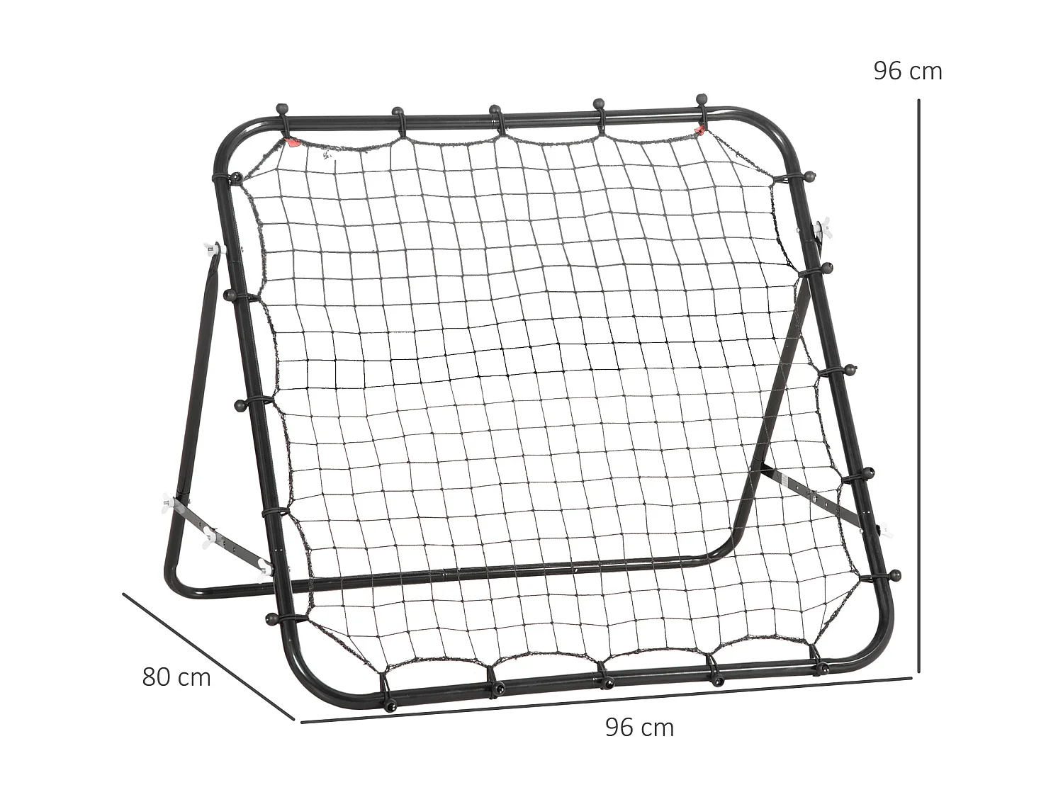 Filet de rebond pliable inclinaison réglable - piquets d'ancrage inclus - filet PE noir métal époxy noir