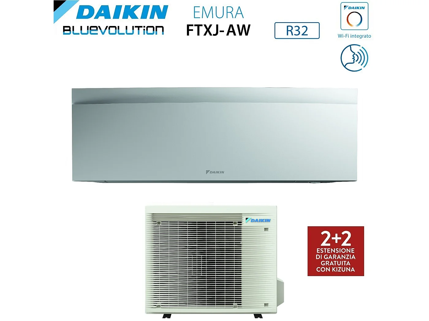 Climatizzatore Condizionatore Daikin Bluevolution Inverter Serie Emura White Iii 15000 Btu Ftxj42aw R-32 Wi-Fi Integrato Classe A++ Garanzia Italiana